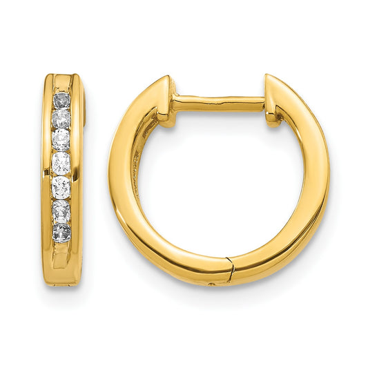 14k 1/4 carat Diamond Channel-set Hinged Hoop Earrings