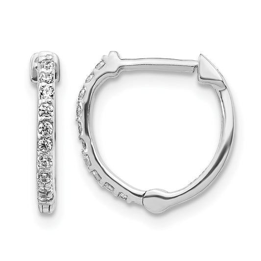 14k White Gold 1/5 carat Diamond Hoop Earrings
