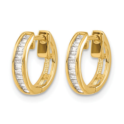 14k 1/4 carat Baguette Diamond Channel-set Hinged Hoop Earrings