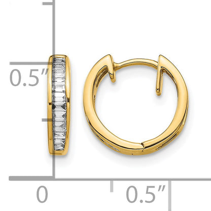14k 1/4 carat Baguette Diamond Channel-set Hinged Hoop Earrings
