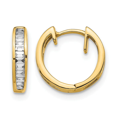14k 1/4 carat Baguette Diamond Channel-set Hinged Hoop Earrings