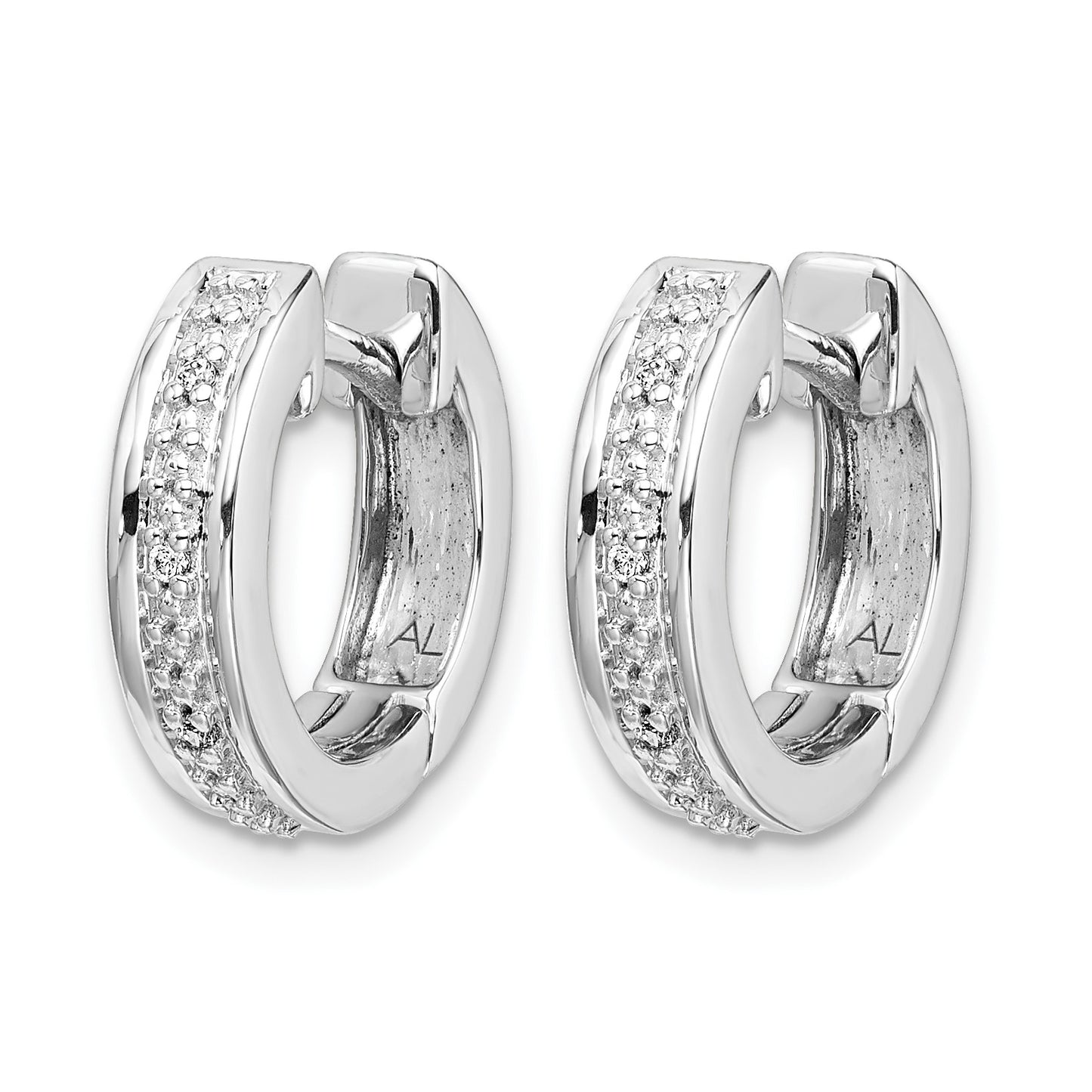 14k White Gold Diamond Complete Hinged Hoop Earrings