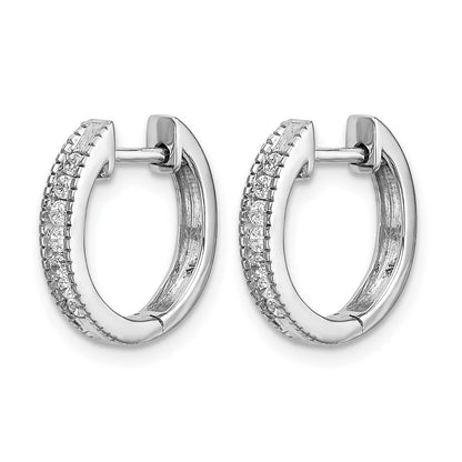 14k White Gold 1/5 carat Diamond Channel-set Hinged Hoop Earrings