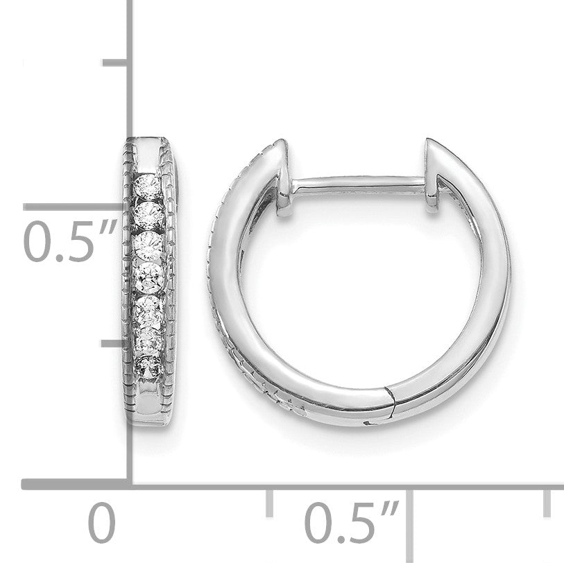 14k White Gold 1/5 carat Diamond Channel-set Hinged Hoop Earrings
