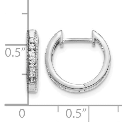 14k White Gold 1/5 carat Diamond Channel-set Hinged Hoop Earrings