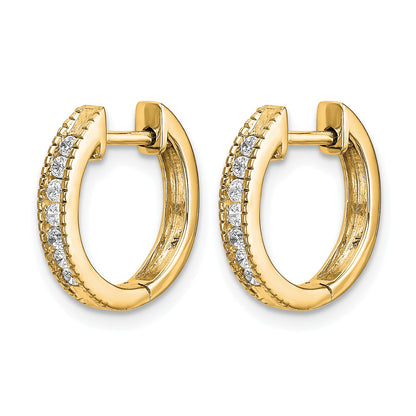 14k 1/5 carat Diamond Channel-set Hinged Hoop Earrings