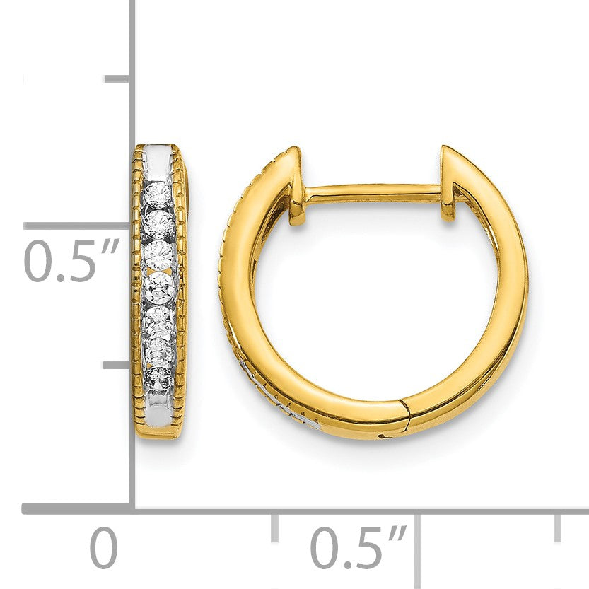 14k 1/5 carat Diamond Channel-set Hinged Hoop Earrings