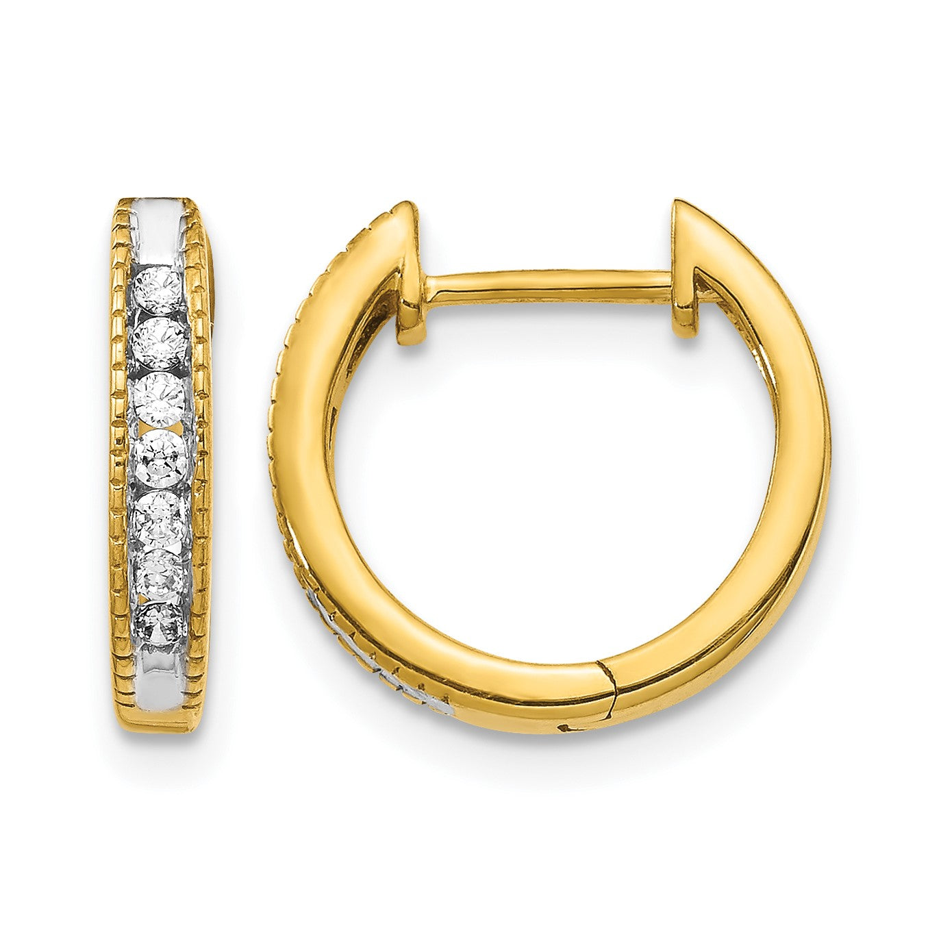 14k 1/5 carat Diamond Channel-set Hinged Hoop Earrings