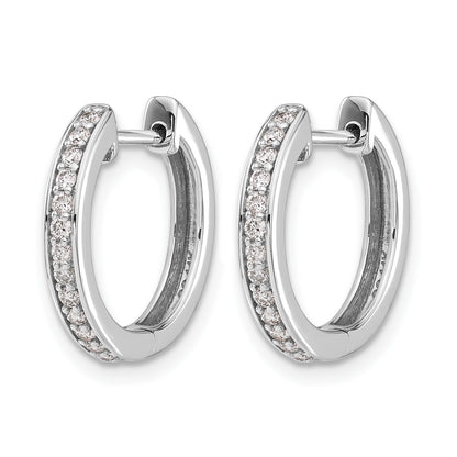14k White Gold 1/3 carat Diamond Complete Hinged Hoop Earrings