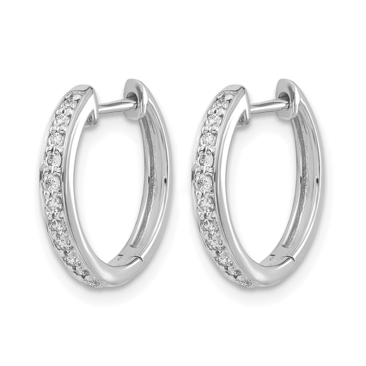 14k White Gold 1/4 carat Diamond Complete Hinged Hoop Earrings
