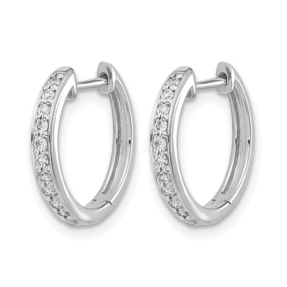 14k White Gold 1/4 carat Diamond Complete Hinged Hoop Earrings