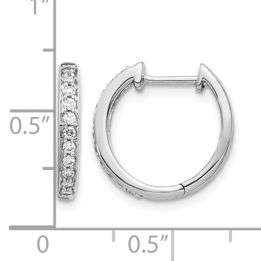 14k White Gold 1/4 carat Diamond Complete Hinged Hoop Earrings