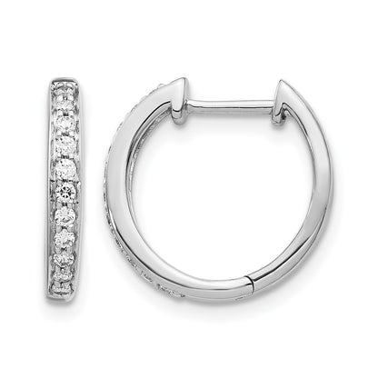 14k White Gold 1/4 carat Diamond Complete Hinged Hoop Earrings