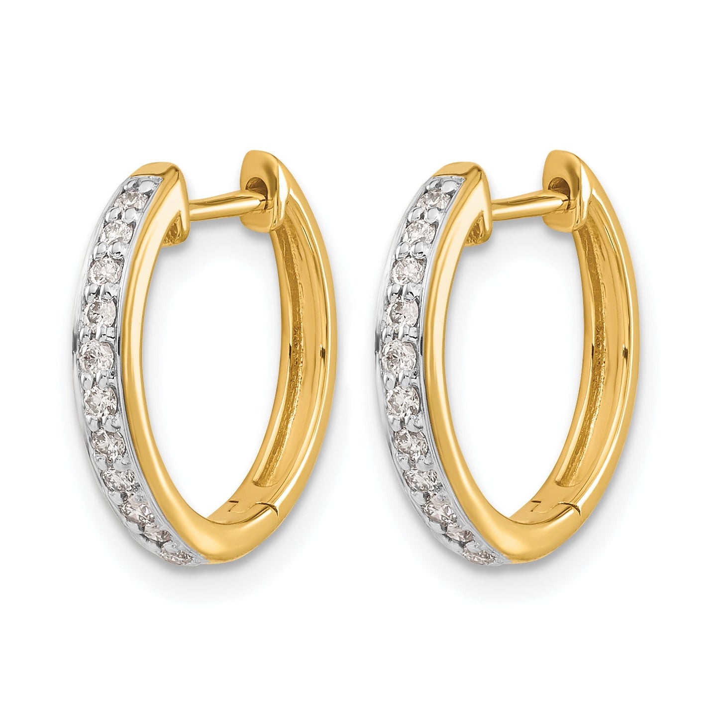 14k 1/4 carat Diamond Complete Hinged Hoop Earrings