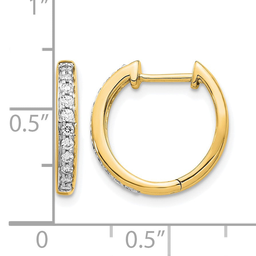 14k 1/4 carat Diamond Complete Hinged Hoop Earrings