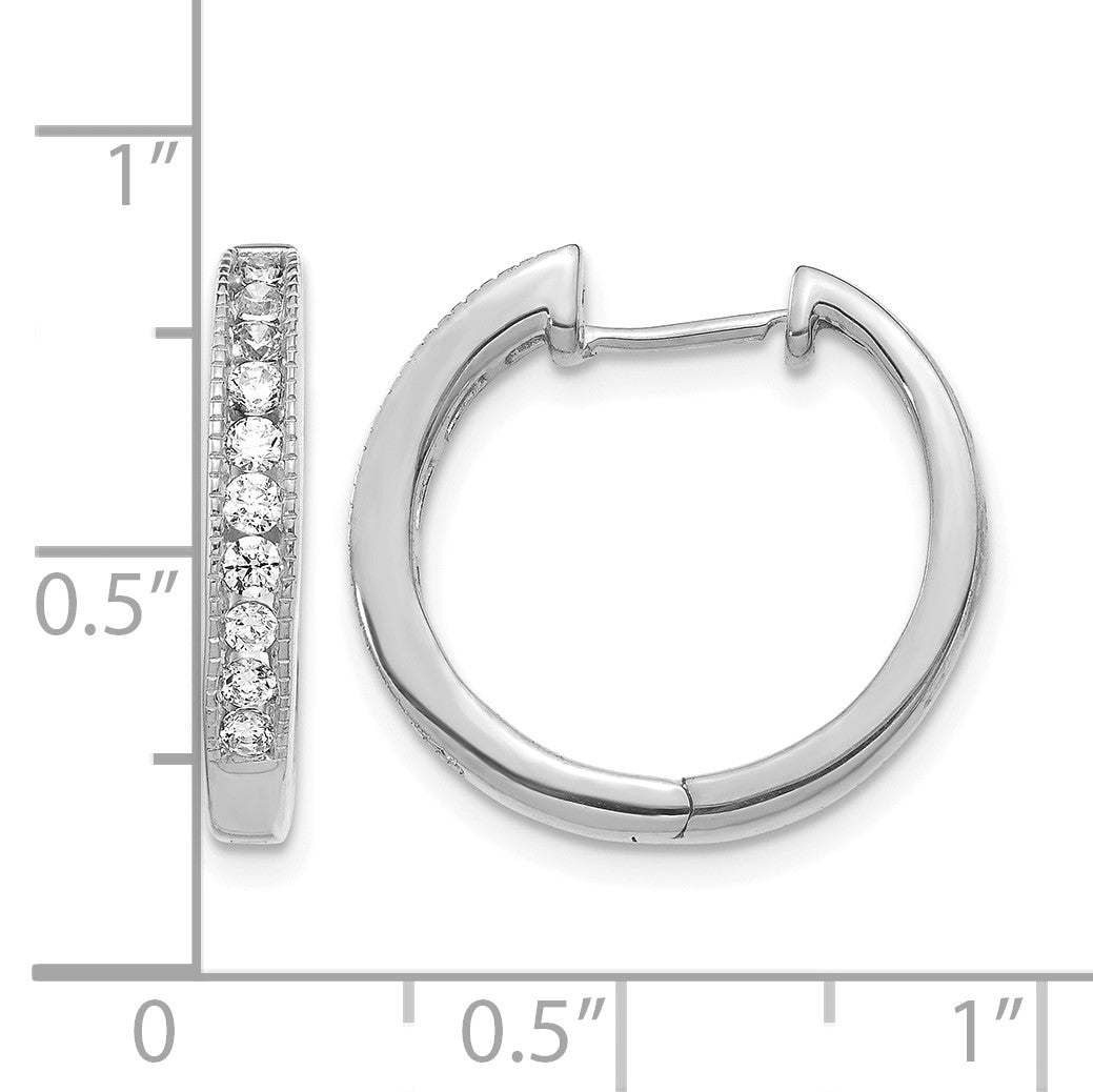 14k White Gold 1/2 carat Diamond Channel-set Hinged Hoop Earrings