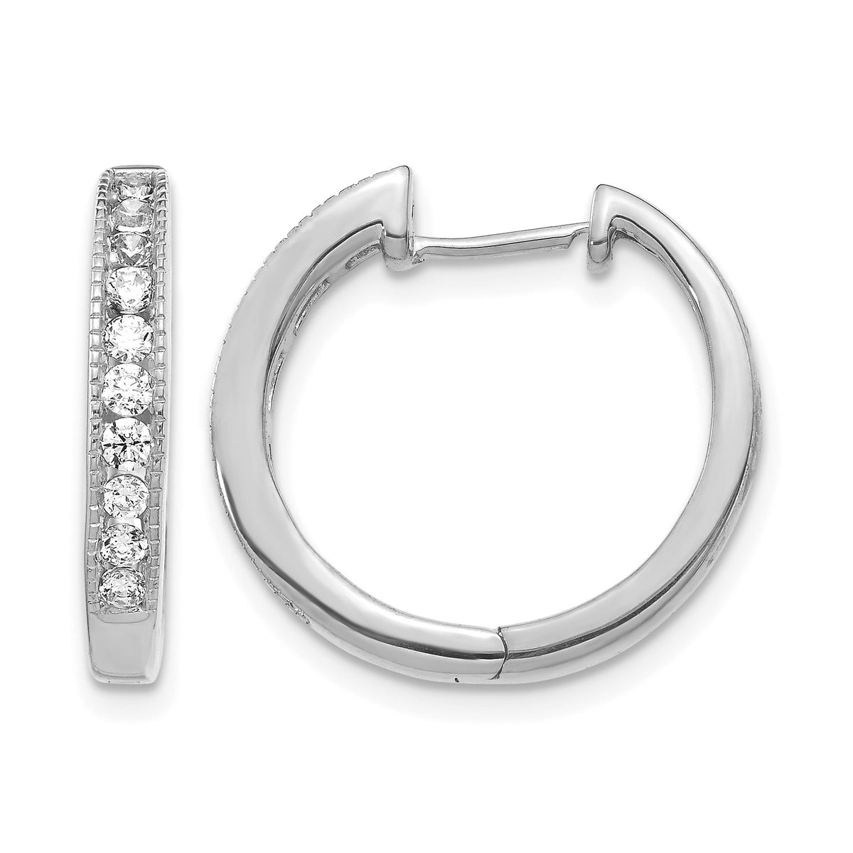 14k White Gold 1/2 carat Diamond Channel-set Hinged Hoop Earrings