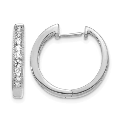 14k White Gold 1/2 carat Diamond Channel-set Hinged Hoop Earrings