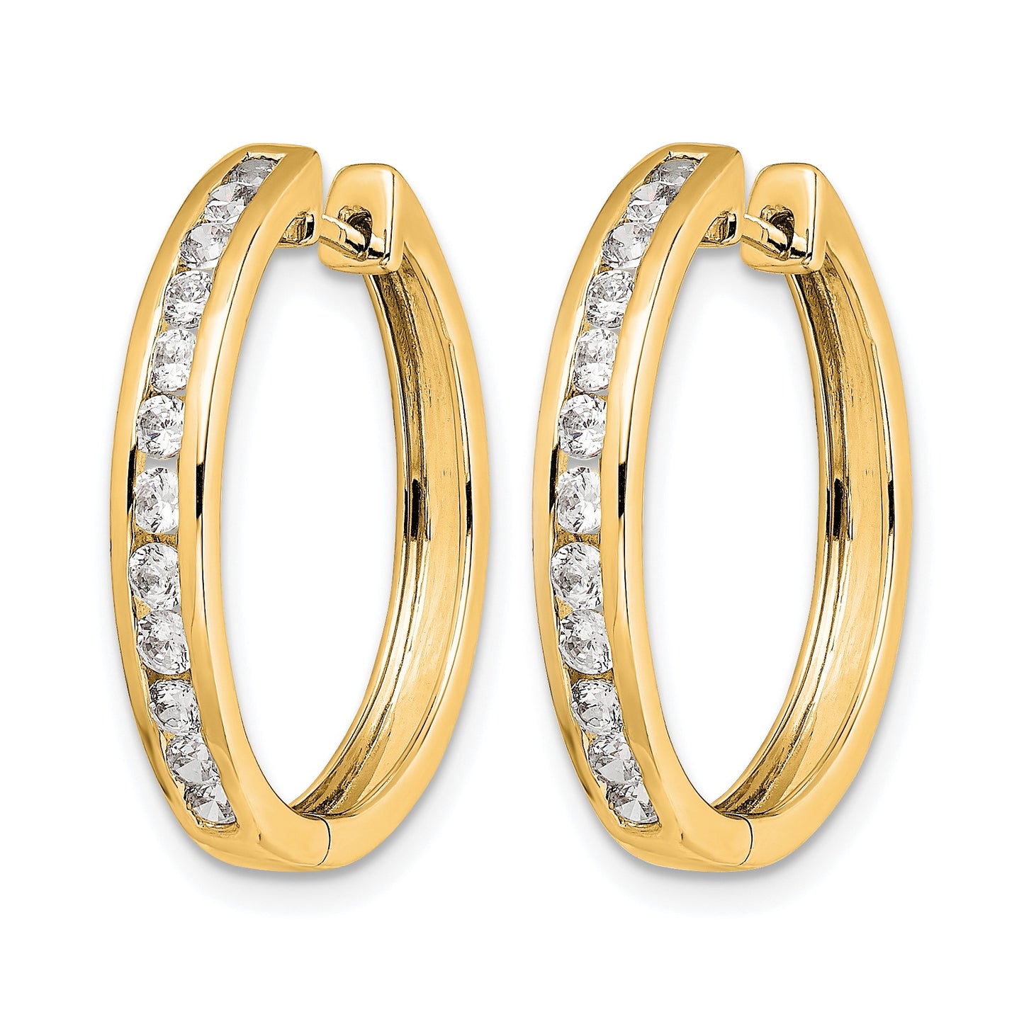 14k 1/2 carat Diamond Channel-set Hinged Hoop Earrings