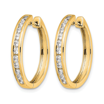 14k 1/2 carat Diamond Channel-set Hinged Hoop Earrings