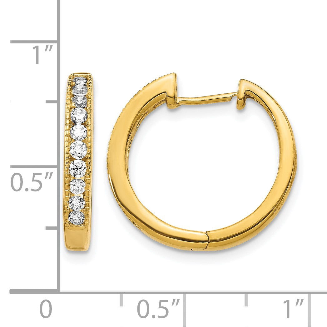 14k 1/2 carat Diamond Channel-set Hinged Hoop Earrings