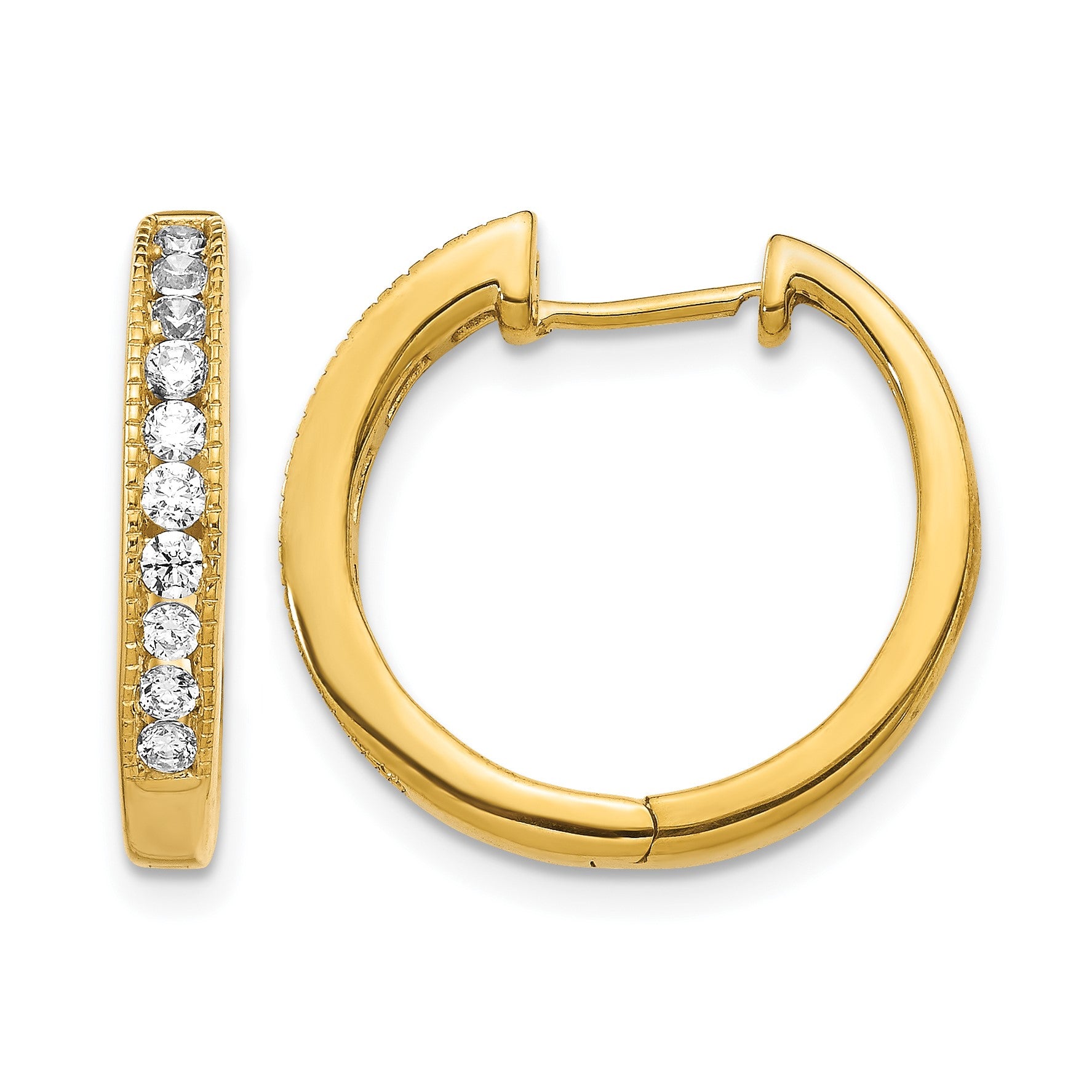 14k 1/2 carat Diamond Channel-set Hinged Hoop Earrings