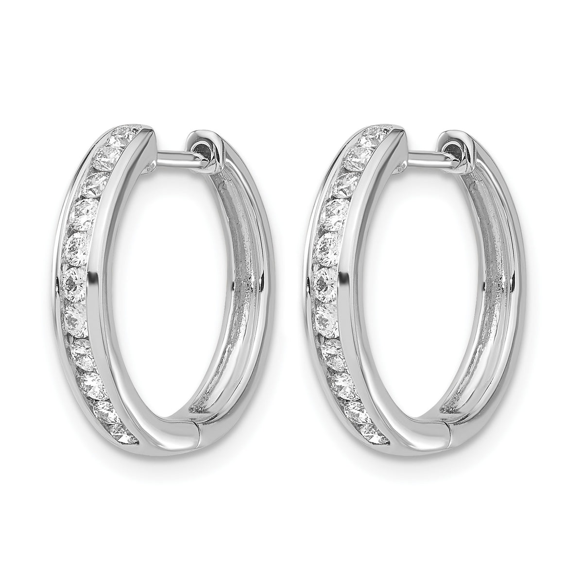 14k White Gold 1/2 carat Diamond Channel-set Hinged Hoop Earrings