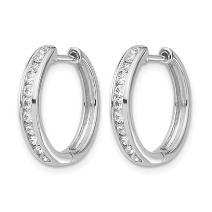 14k White Gold 1/2 carat Diamond Channel-set Hinged Hoop Earrings