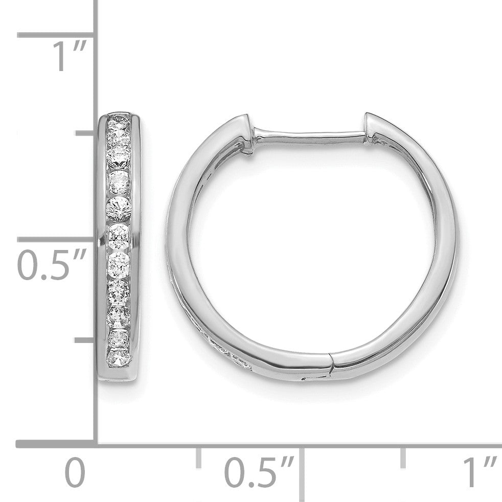 14k White Gold 1/2 carat Diamond Channel-set Hinged Hoop Earrings