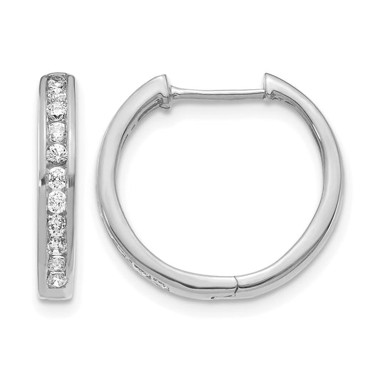 14k White Gold 1/2 carat Diamond Channel-set Hinged Hoop Earrings