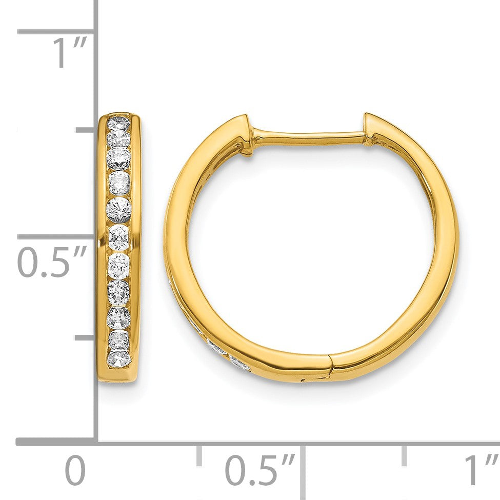 14k 1/2 carat Diamond Channel-set Hinged Hoop Earrings