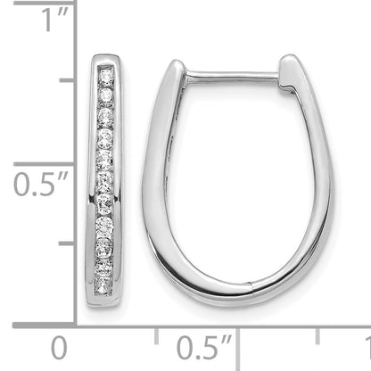 14k White Gold 1/2 carat Diamond Channel-set Oval Hinged Hoop Earrings