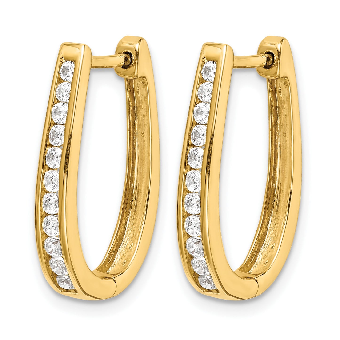 14k 1/2 carat Diamond Channel-set Oval Hinged Hoop Earrings