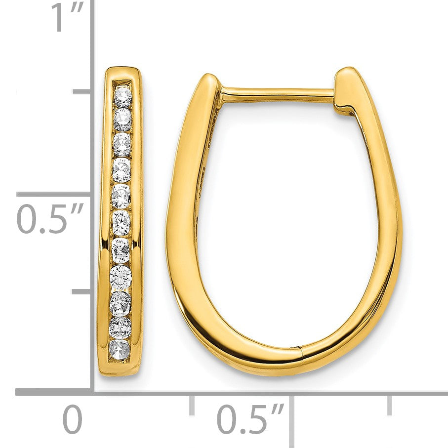 14k 1/2 carat Diamond Channel-set Oval Hinged Hoop Earrings