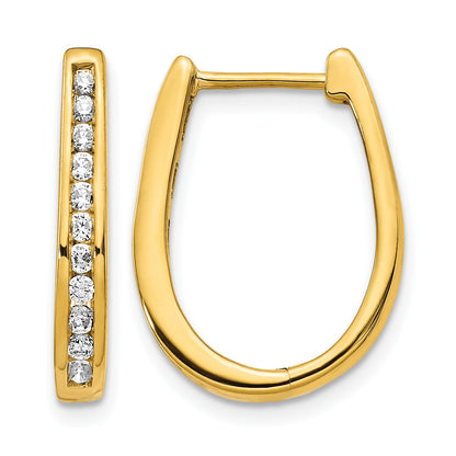 14k 1/2 carat Diamond Channel-set Oval Hinged Hoop Earrings