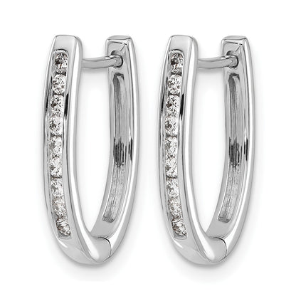 14k White Gold 1/4 carat Diamond Channel-set Oval Hinged Hoop Earrings