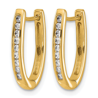 14k 1/4 carat Diamond Channel-set Oval Hinged Hoop Earrings
