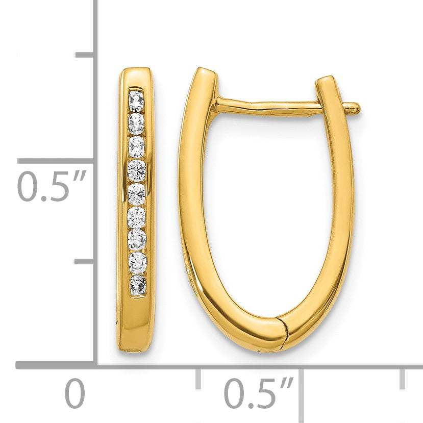 14k 1/4 carat Diamond Channel-set Oval Hinged Hoop Earrings