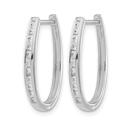 14k White Gold 1/2 carat Diamond Channel-set Oval Hinged Hoop Earrings
