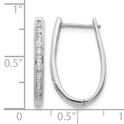 14k White Gold 1/2 carat Diamond Channel-set Oval Hinged Hoop Earrings
