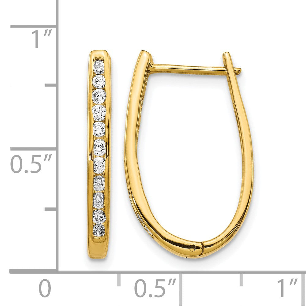 14k 1/2 carat Diamond Channel-set Oval Hinged Hoop Earrings