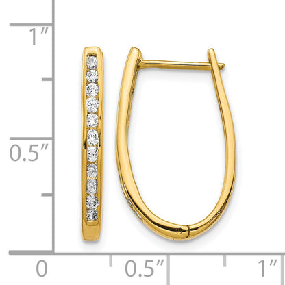 14k 1/2 carat Diamond Channel-set Oval Hinged Hoop Earrings
