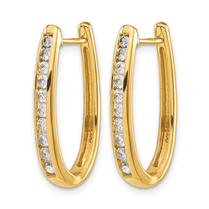 14k 3/4 carat Diamond Channel-set Oval Hinged Hoop Earrings
