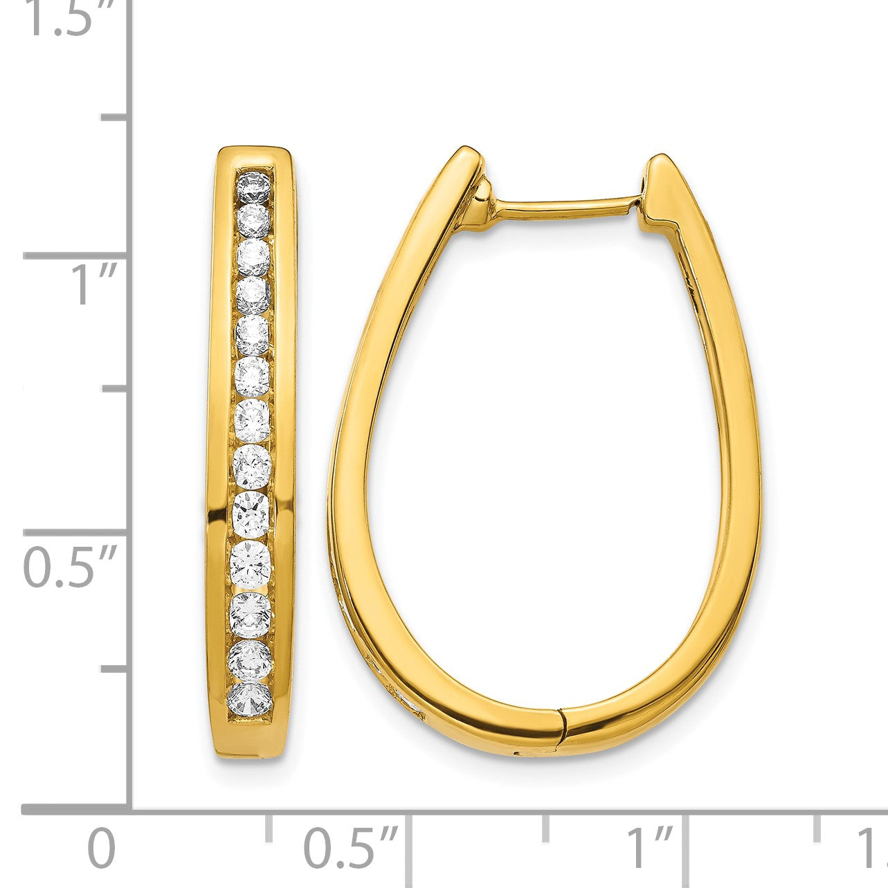 14k 1 carat Diamond Channel-set Oval Hinged Hoop Earrings