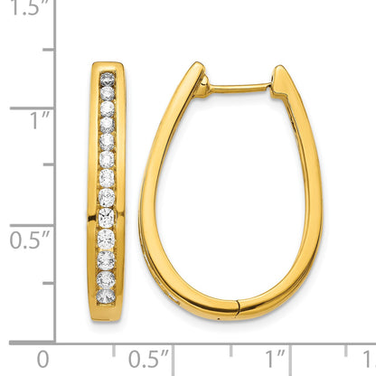 14k 1 carat Diamond Channel-set Oval Hinged Hoop Earrings