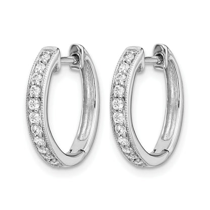 14k White Gold 1/8 carat Diamond Hinged Hoop Earrings
