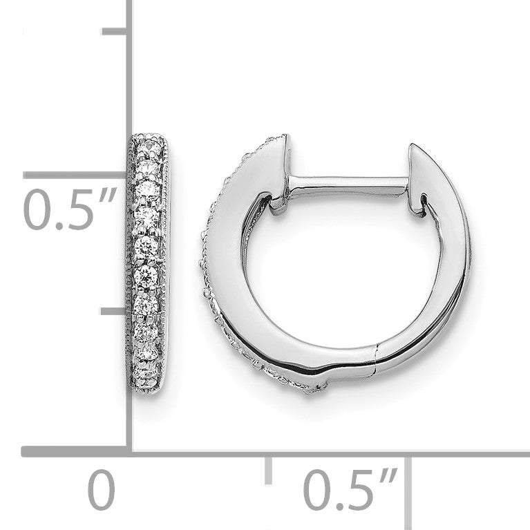 14k White Gold 1/8 carat Diamond Hinged Hoop Earrings