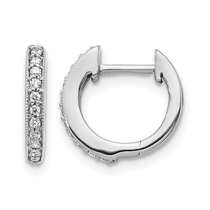 14k White Gold 1/8 carat Diamond Hinged Hoop Earrings