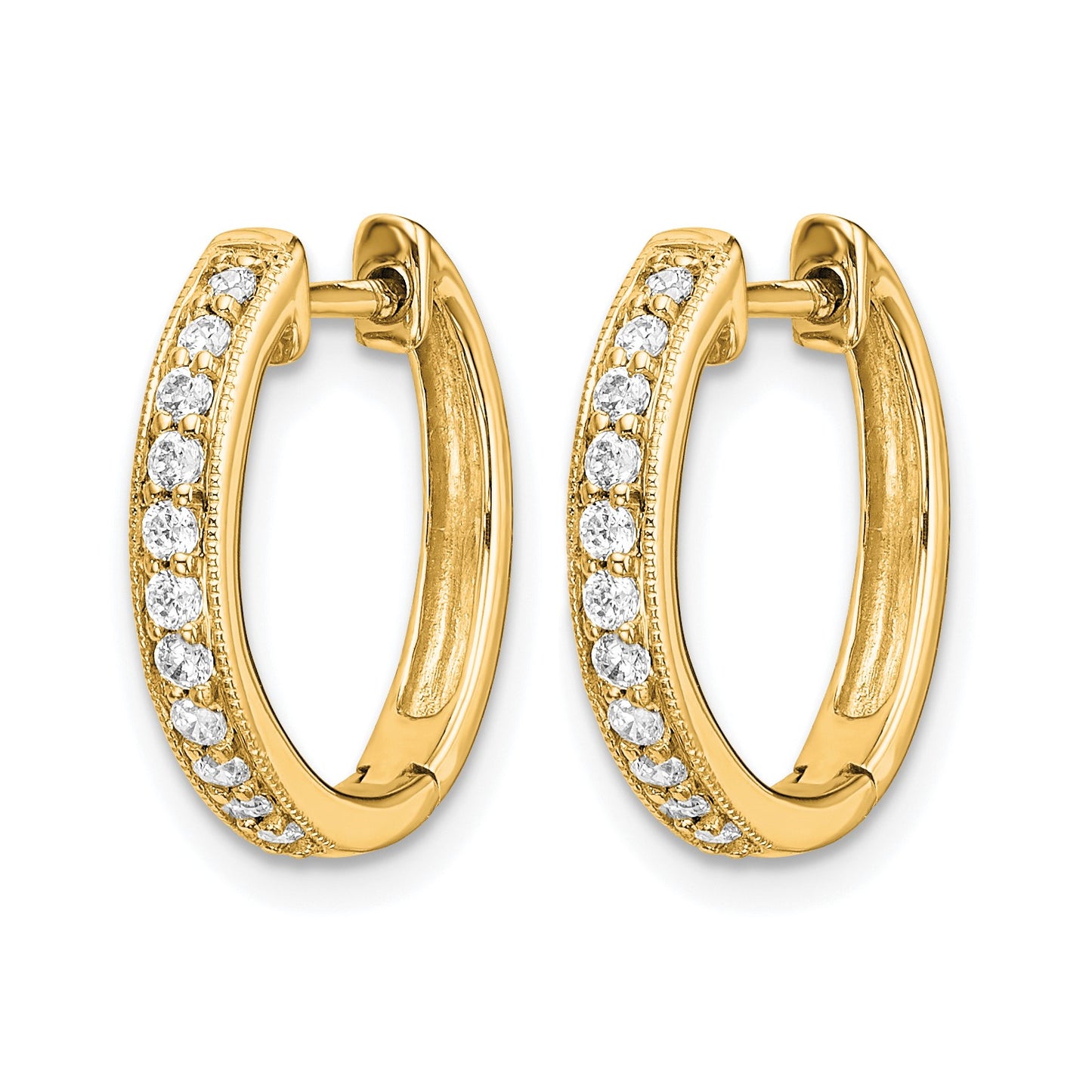 14k 1/8 carat Diamond Hinged Hoop Earrings