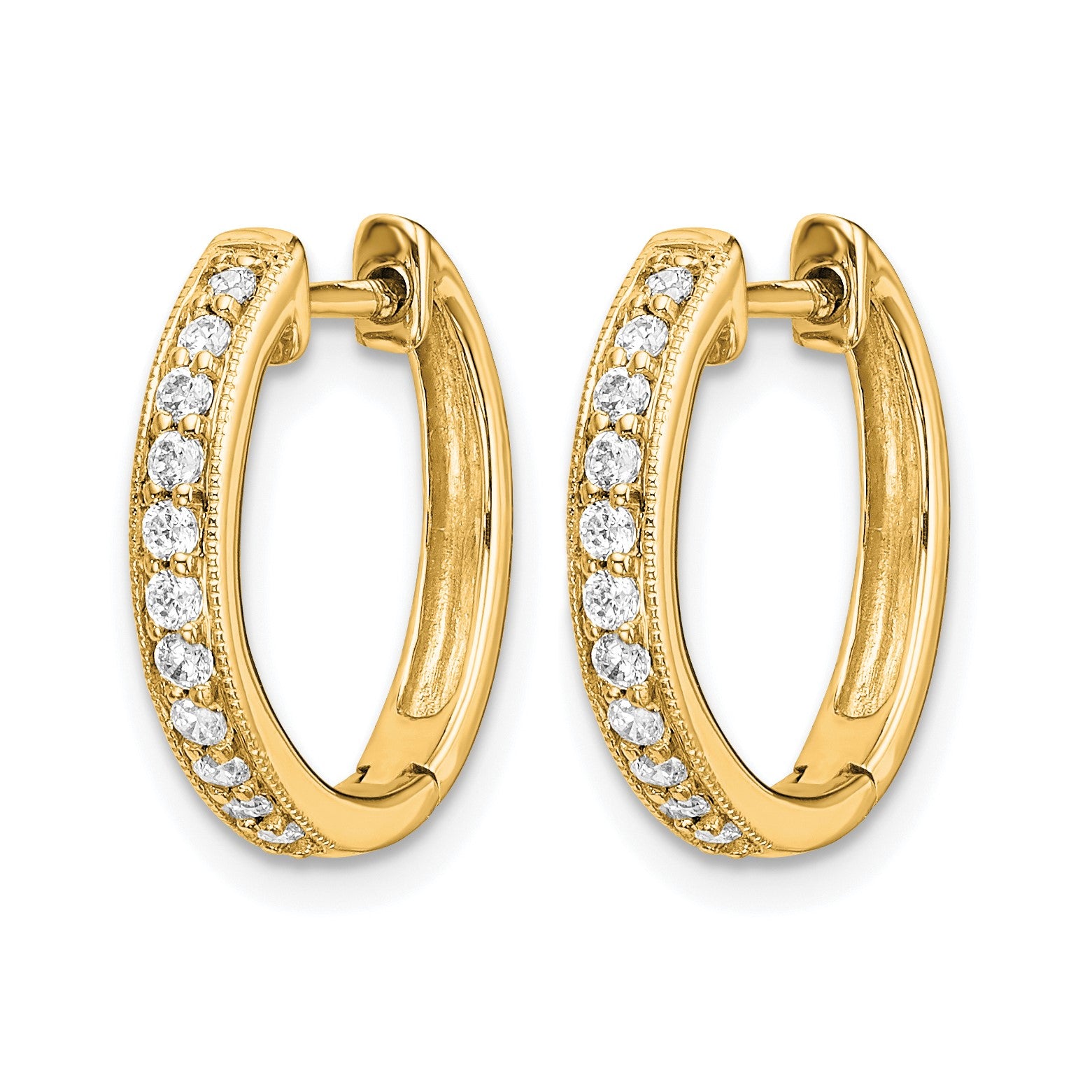 14k 1/8 carat Diamond Hinged Hoop Earrings